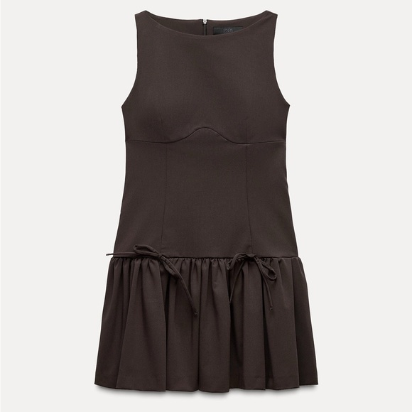 Zara Dresses & Skirts - Zara Chocolate Brown Bow Dress
